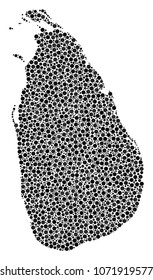 Sri Lanka Island Map mosaic of dots in variable sizes and color hues. Round dots are grouped into sri lanka island map vector collage. Dotted vector illustration.