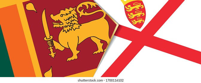 Banderas de Sri Lanka y Jersey, dos banderas vectoriales símbolo de relación o enfrentamiento.