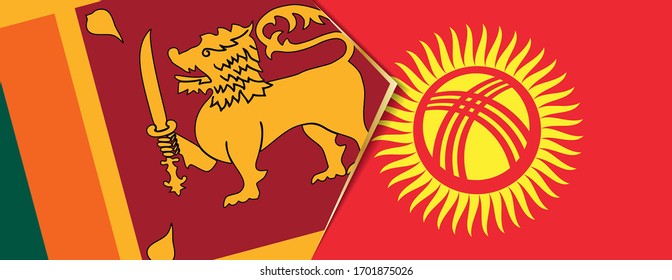 Sri Lanka and Kyrgyzstan flags, two vector flags symbol of relationship or confrontation.