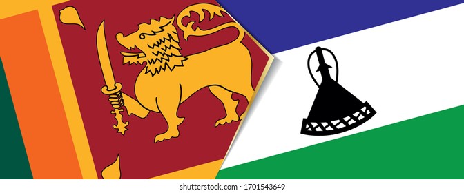 Sri Lanka and Lesotho flags, two vector flags symbol of relationship or confrontation.