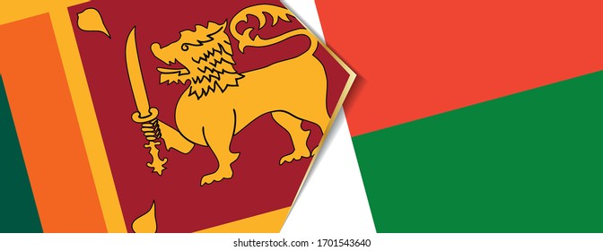 Sri Lanka and Madagascar flags, two vector flags symbol of relationship or confrontation.