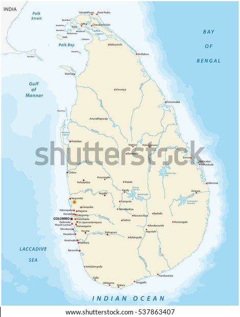 Sri Lanka Map Stock Vector (Royalty Free) 537863407