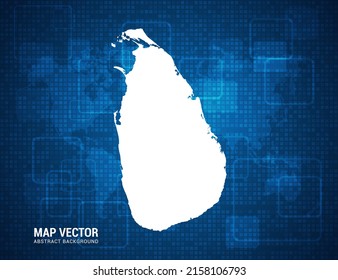 Mapa de Sri Lanka con textura abstracta de tablero de píxeles con tecnología de fondo azul.
