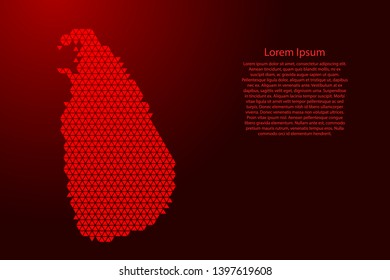 Sri Lanka map abstract schematic from red triangles repeating pattern geometric background with nodes for banner, poster, greeting card. Vector illustration.