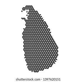 Sri Lanka map abstract schematic from black triangles repeating pattern geometric background with nodes. Vector illustration.