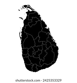 Sri Lanka map with administrative divisions. Vector illustration.