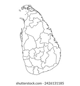 Sri Lanka map with administrative divisions. Vector illustration.