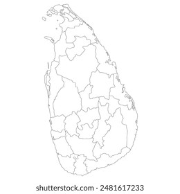Sri Lanka map. Map of Sri Lanka in administrative provinces in white color