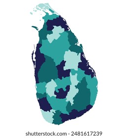 Sri Lanka map. Map of Sri Lanka in administrative provinces in multicolor