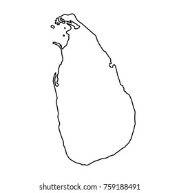 Sri Lanka map of black contour curves on white background of vector illustration