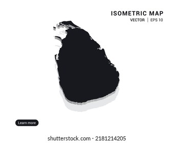 Sri Lanka map black on white background with 3d isometric vector illustration
