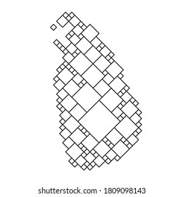 Sri Lanka map from black pattern from a grid of squares of different sizes. Vector illustration.