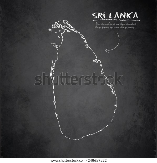 Sri Lanka Map Blackboard Chalkboard Vector เวกเตอร์สต็อก (ปลอดค่าลิขสิทธิ์) 248659522