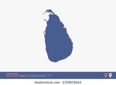 Mapa de Sri Lanka - estilo abstracto azul aislado en fondo blanco para infografía, vector de diseño.