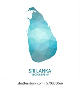 Sri Lanka map - blue geometric rumpled triangular low poly style gradient graphic background , polygonal design for your . Vector illustration eps 10.