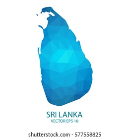 Sri Lanka map - blue geometric rumpled triangular low poly style gradient graphic background , polygonal design for your . Vector illustration eps 10.