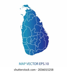Sri Lanka map, blue gradient color , infographic style , on white background with Map World. Wire frame 3D mesh , map 3D,
