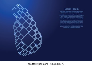 Sri Lanka map from blue pattern from a grid of squares of different sizes and glowing space stars. Vector illustration.