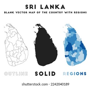 Karte Sri Lankas. Grenzen von Sri Lanka für Ihre Infografik. Vektorlandform. Vektorgrafik.