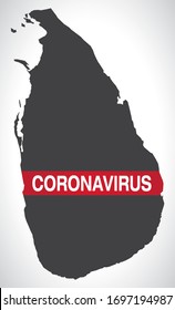 Sri Lanka map with Coronavirus warning illustration