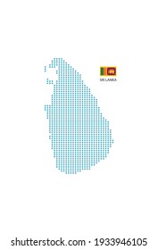 Sri Lanka map design blue circle, white background with Sri Lanka flag.