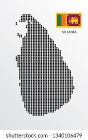 Sri Lanka map design square with flag Sri Lanka.