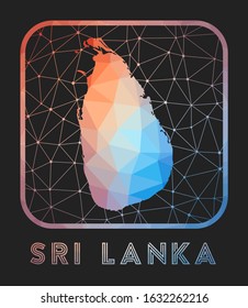 Sri Lanka map design. Vector low poly map of the country. Sri Lanka icon in geometric style. The country shape with polygonal gradient and mesh on dark background.