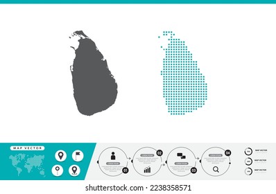 Sri Lanka map of dots gray and green for presentation. Set couple pixel creative concept for infographic.