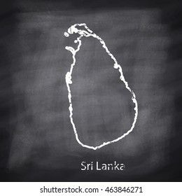Sri Lanka map drawn with chalk on blackboard background