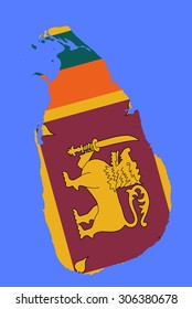 Sri Lanka map and flag