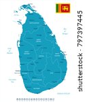 Sri Lanka map and flag - High Detailed Vector Illustration