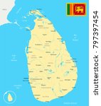 Sri Lanka map and flag - High Detailed Vector Illustration