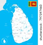 Sri Lanka map and flag - High Detailed Vector Illustration