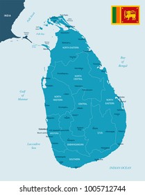 Sri Lanka map and flag - High Detailed Vector Illustration
