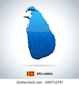 Sri Lanka map and flag - High Detailed Vector Illustration