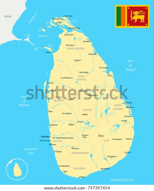 Sri Lanka Map Flag High Detailed Stock Vector (Royalty Free) 797397454 ...