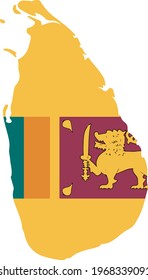 SRI LANKA MAP AND FLAG ICON VECTOR