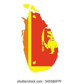 Sri Lanka map and flag in white background