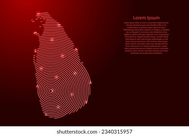 Sri Lanka map from futuristic concentric red circles and glowing stars for banner, poster, greeting card