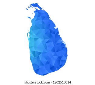 sri Lanka map in geometric blue polygonal style modern design on white background. Vector illustration.map in geometric blue polygonal style modern design on white background. Vector illustration.