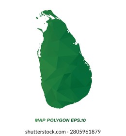 Sri Lanka map in geometric Green polygonal style modern design on white background. Vector illustration.
