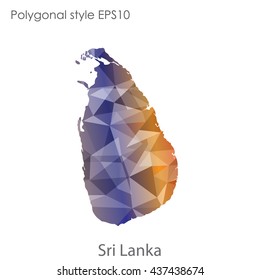 Sri Lanka map in geometric polygonal style.Abstract gems triangle,modern design background. Vector illustration EPS10