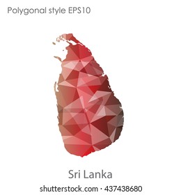 Sri Lanka map in geometric polygonal style.Abstract gems triangle,modern design background. Vector illustration EPS10