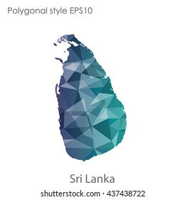 Sri Lanka map in geometric polygonal style.Abstract gems triangle,modern design background. Vector illustration EPS10