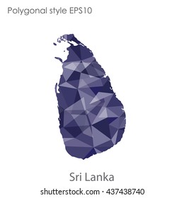 Sri Lanka map in geometric polygonal style.Abstract gems triangle,modern design background. Vector illustration EPS10