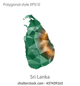 Sri Lanka map in geometric polygonal style.Abstract gems triangle,modern design background. Vector illustration EPS10