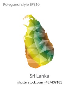 Sri Lanka map in geometric polygonal style.Abstract gems triangle,modern design background. Vector illustration EPS10