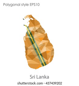 Sri Lanka map in geometric polygonal style.Abstract gems triangle,modern design background. Vector illustration EPS10
