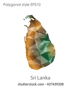 Sri Lanka map in geometric polygonal style.Abstract gems triangle,modern design background. Vector illustration EPS10