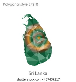 Sri Lanka map in geometric polygonal style.Abstract gems triangle,modern design background. Vector illustration EPS10